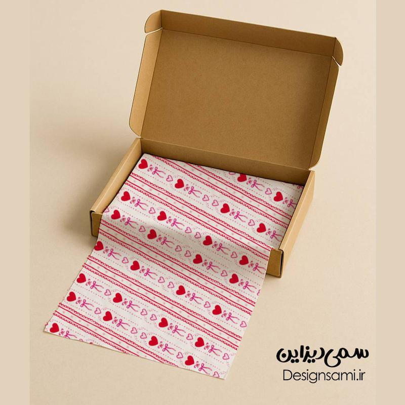 کاغذ پوستی طرح قلب قرمز