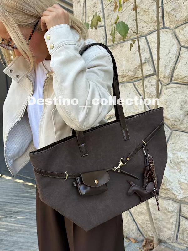 کیف بزرگ جیر چاکلت