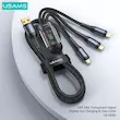 نمای جانبی کابل شارژ چند منظوره USB به Type-C/Micro/Lightning برند USAMS مدل SJ582