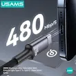 سرعت انتقال دیتا کابل شارژ USB-C برند USAMS مدل SJ751