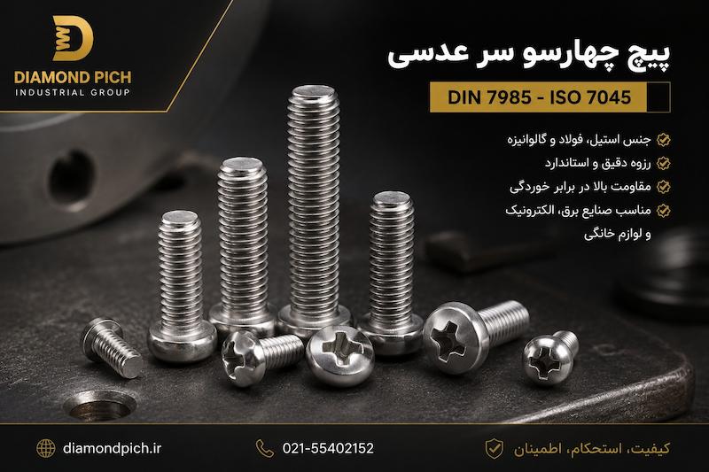 پیچ استوانه (پیچ چهارسو سر عدسی)