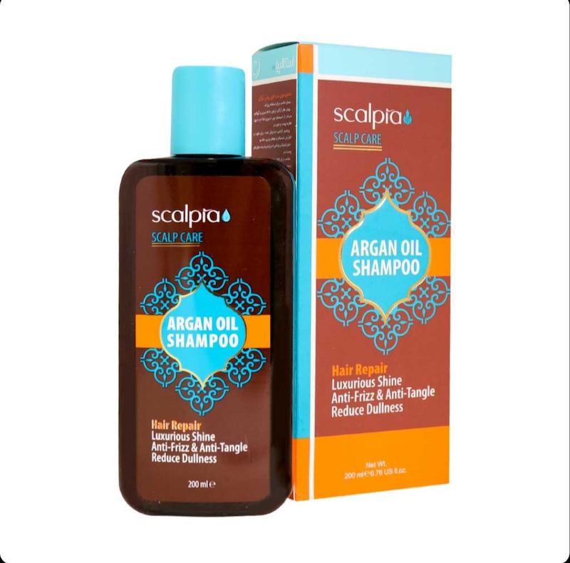 شامپو اسکالپیا حاوی روغن ارگان تقویت کننده  مناسب انواع مو به ویژه خشک و آسیب دیده و رنگشده