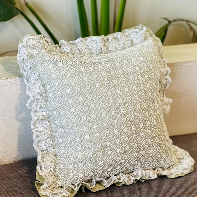 کوسن سبز کاهویی گل ریز