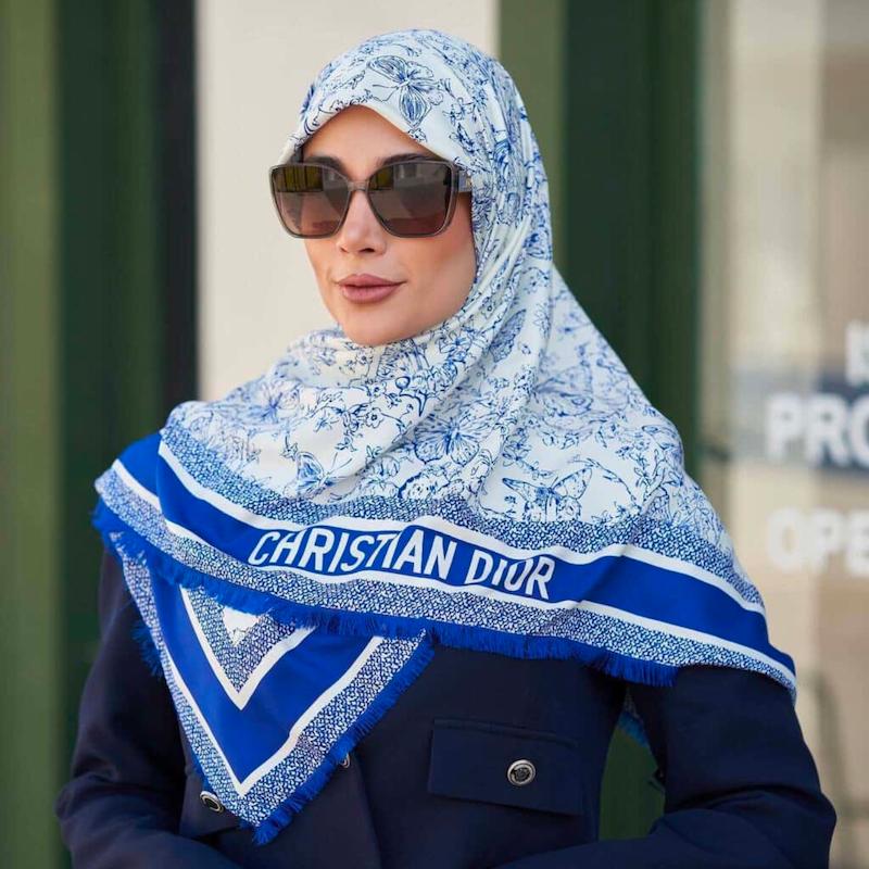 روسری ابریشم ریشه سوزنی پروانه