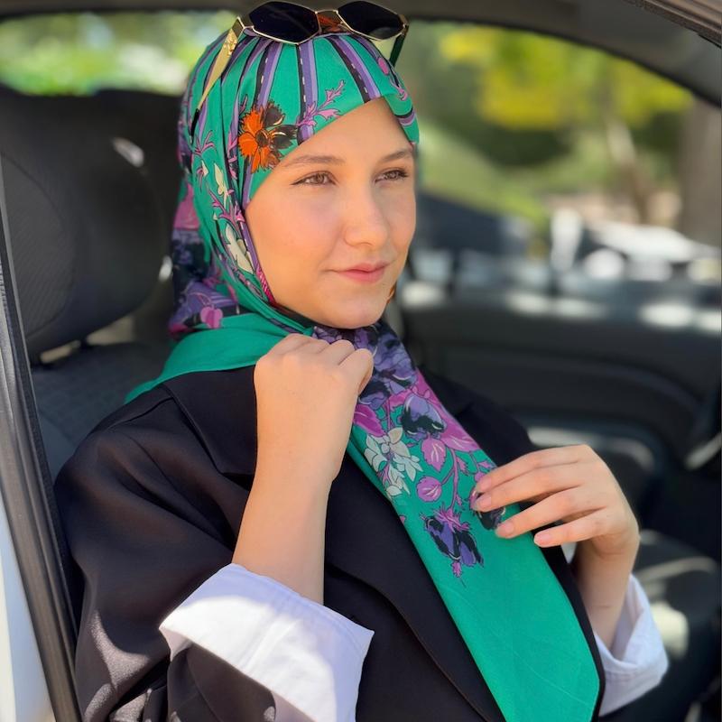روسری گلدار شیفون ترک