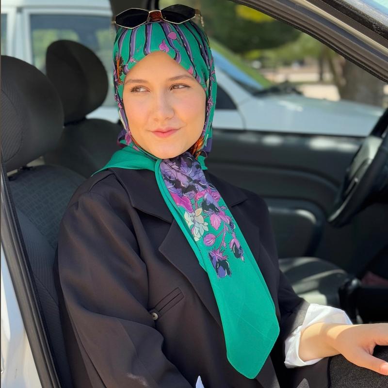 روسری گلدار شیفون ترک
