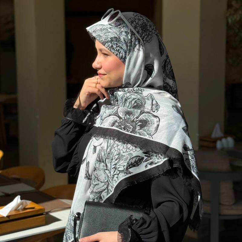 روسری سیا اسکارف طرح black & white 