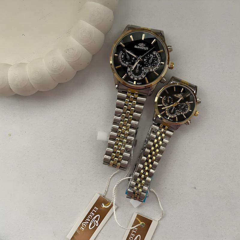 ساعت الگانس طلایی مشکی طرح کوکو