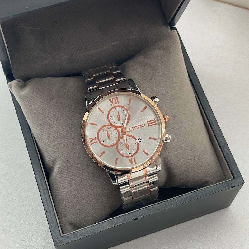 تک مردانه سیتیزن رزگلد سفید سه موتور بغل
