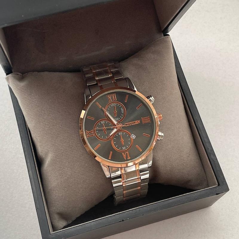 تک مردانه سیتیزن رزگلد مشکی سه موتور بغل