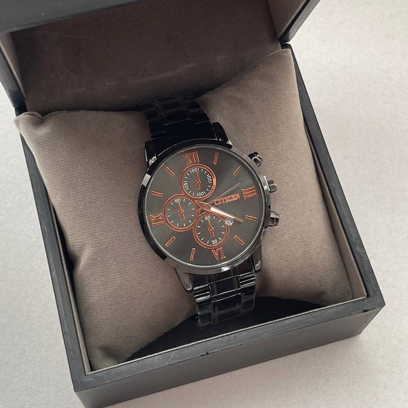 تک مردانه سیتیزن مشکی رزگلد صفحه مشکی