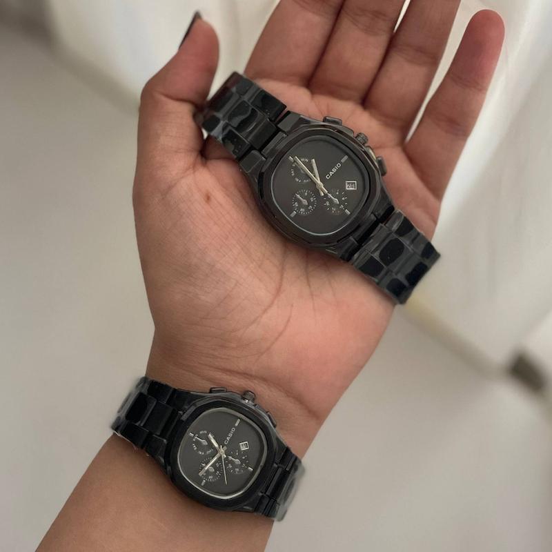 ساعت کاسیو مربعی سه موتور فول مشکی