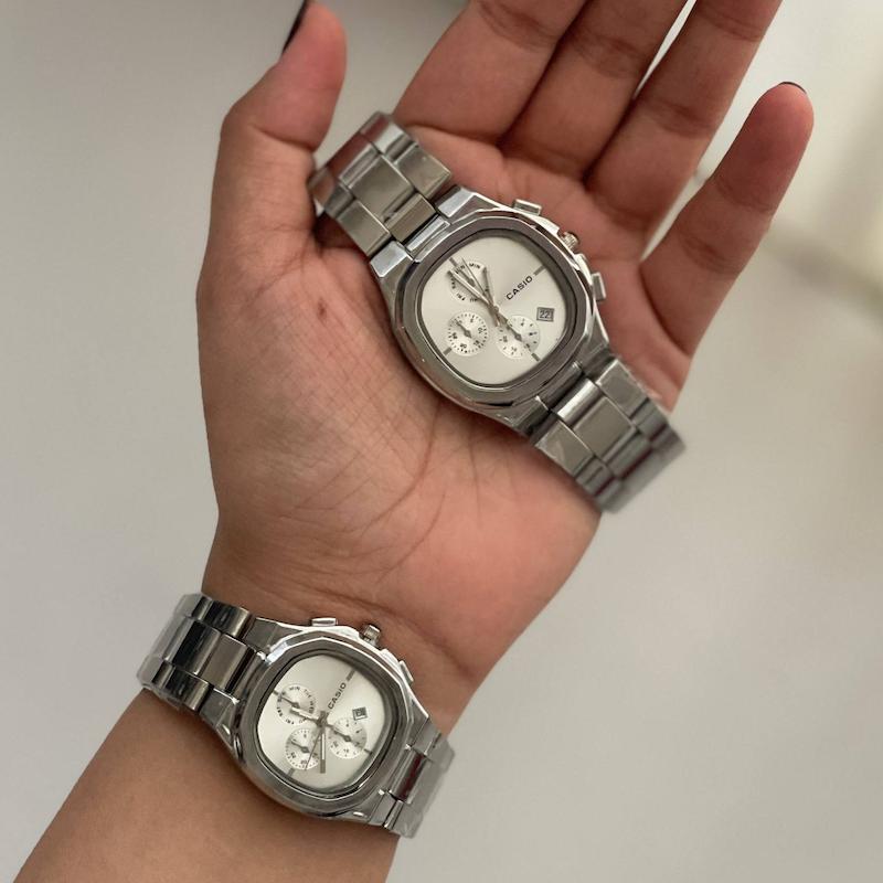 ساعت کاسیو مربعی سه موتور فول سیلور