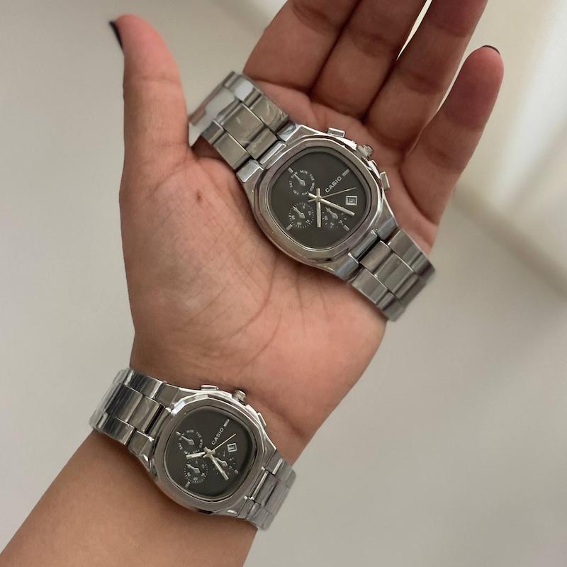 ساعت کاسیو مربعی سه موتور سیلور مشکی