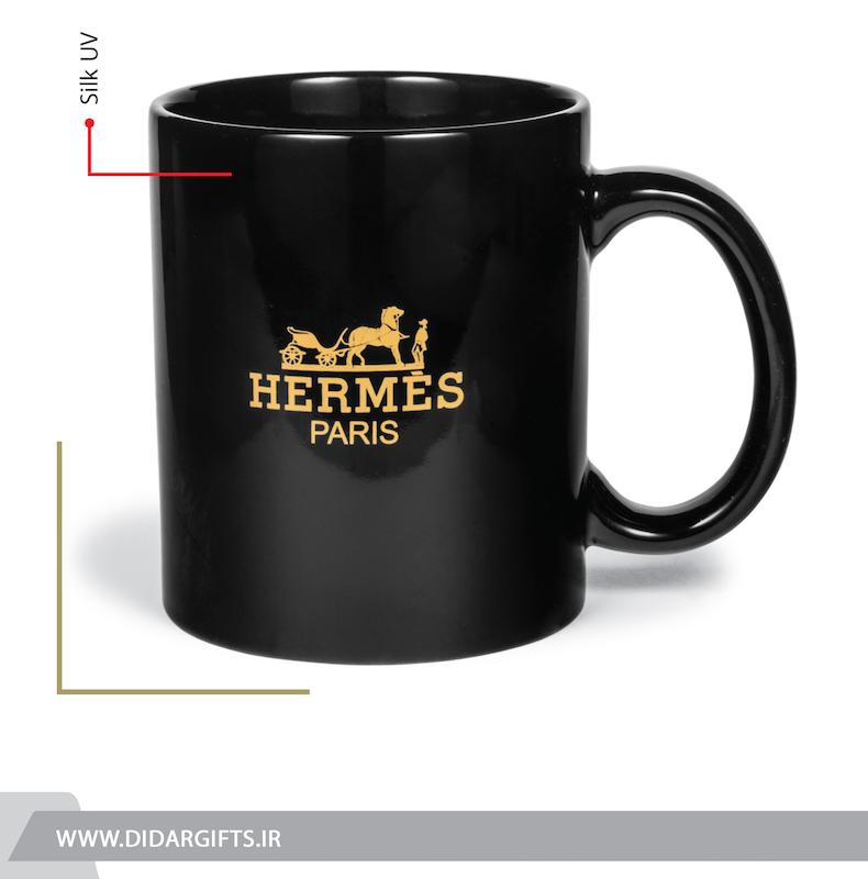 لیوان سرامیکی مشکی دسته دار کد CB330