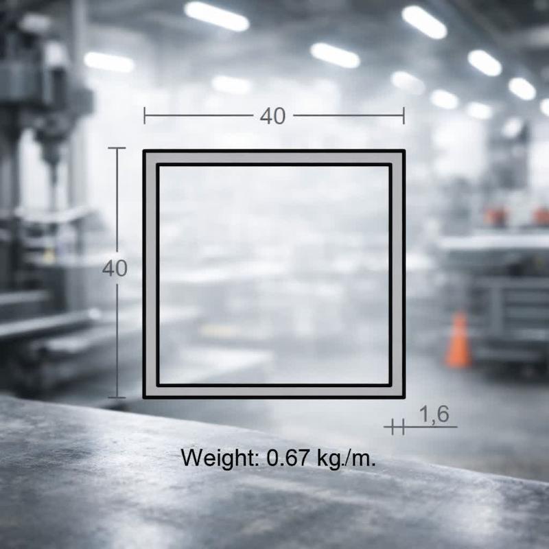  پروفیل قوطی آلومینیوم 1.6×40×40