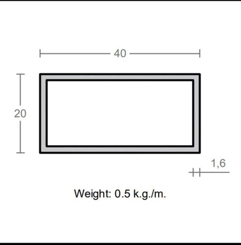 پروفیل قوطی آلومینیوم 1.6×20×40