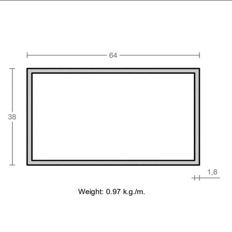 پروفیل قوطی آلومینویم 1.8×38×64
