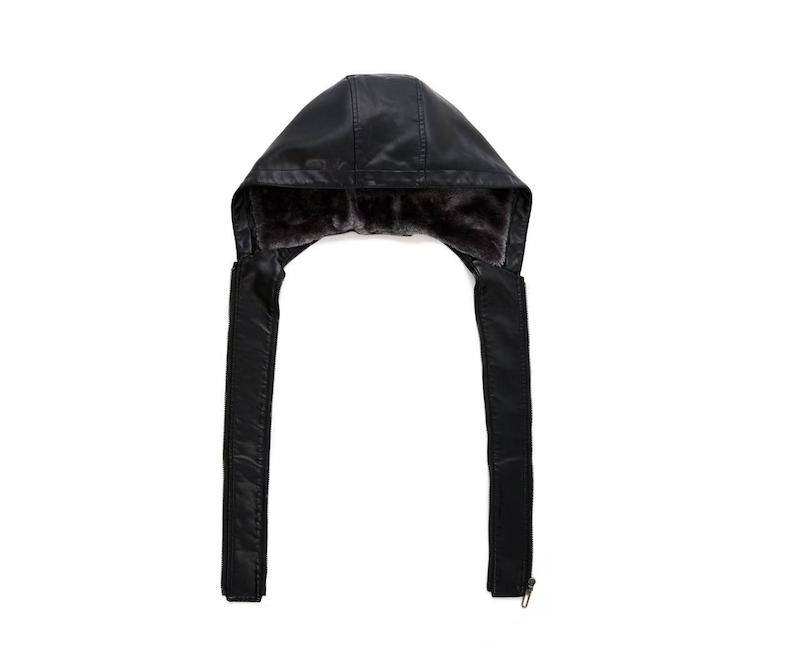 کاپشن چرم کلاسیک کلاه دار کد 985