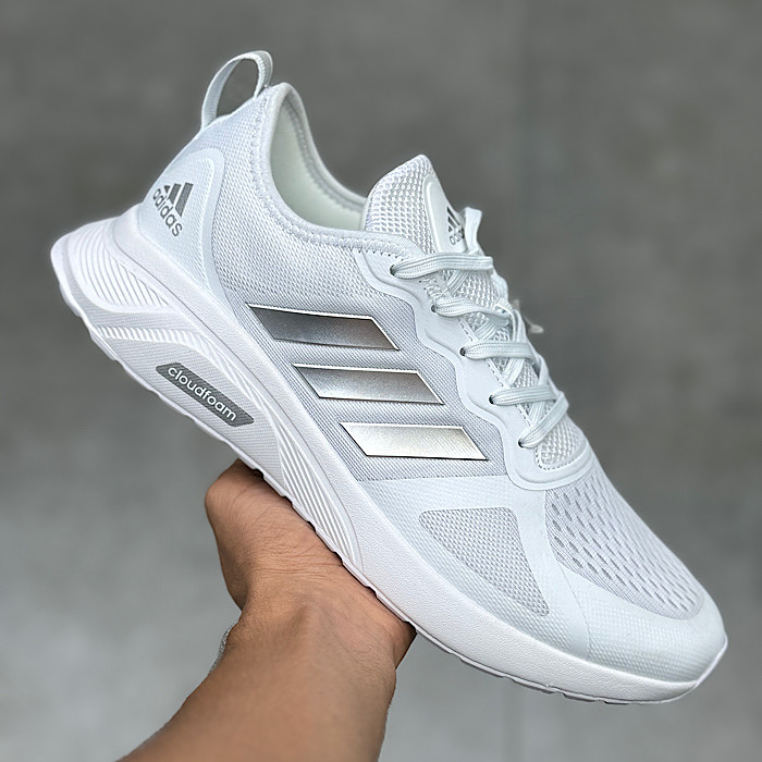 کتونی ادیداس کلد فوم سفید طوسی Adidas Cloudfoam