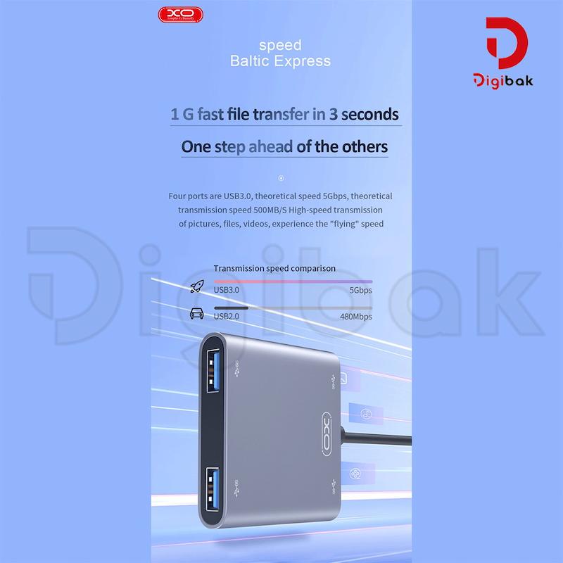 هاب 4 پورت USB 3.0 ایکس او مدل HUB012A