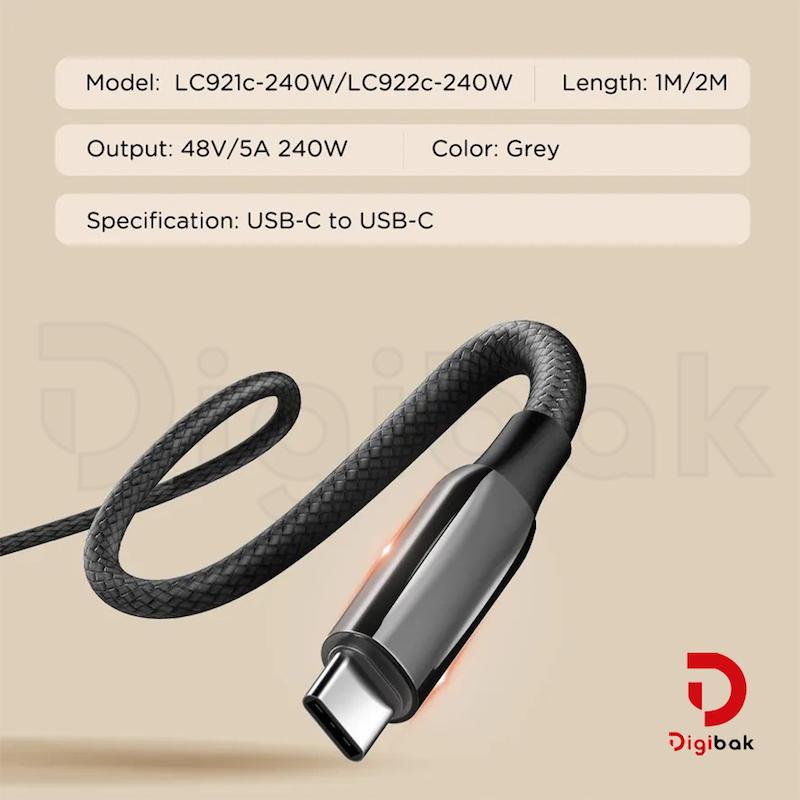 کابل فست شارژ تایپ سی به تایپ سی LDNIO مدل LC922C