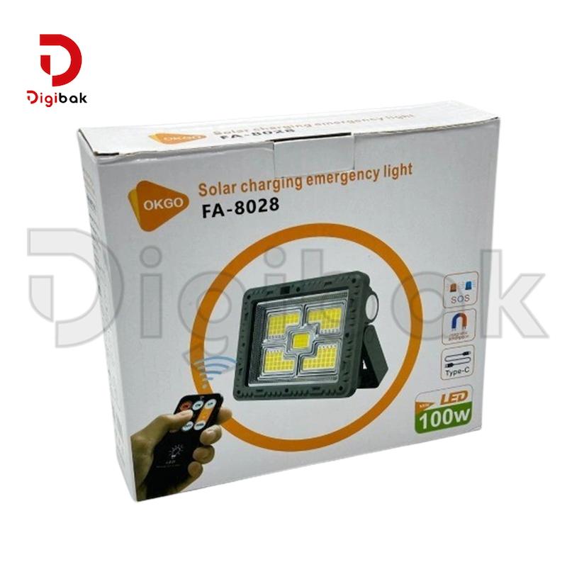 پروژکتور شارژی خورشیدی OKGO 100W مدل FA-8028