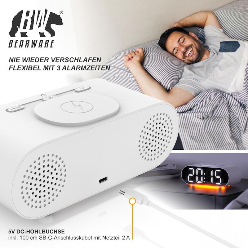 ساعت رومیزی دیجیتال مدل GH9000 با نور Mood و شارژر بی‌سیم