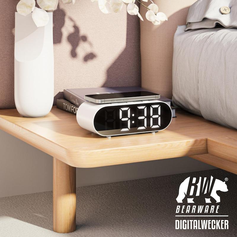 ساعت رومیزی دیجیتال مدل GH9000 با نور Mood و شارژر بی‌سیم