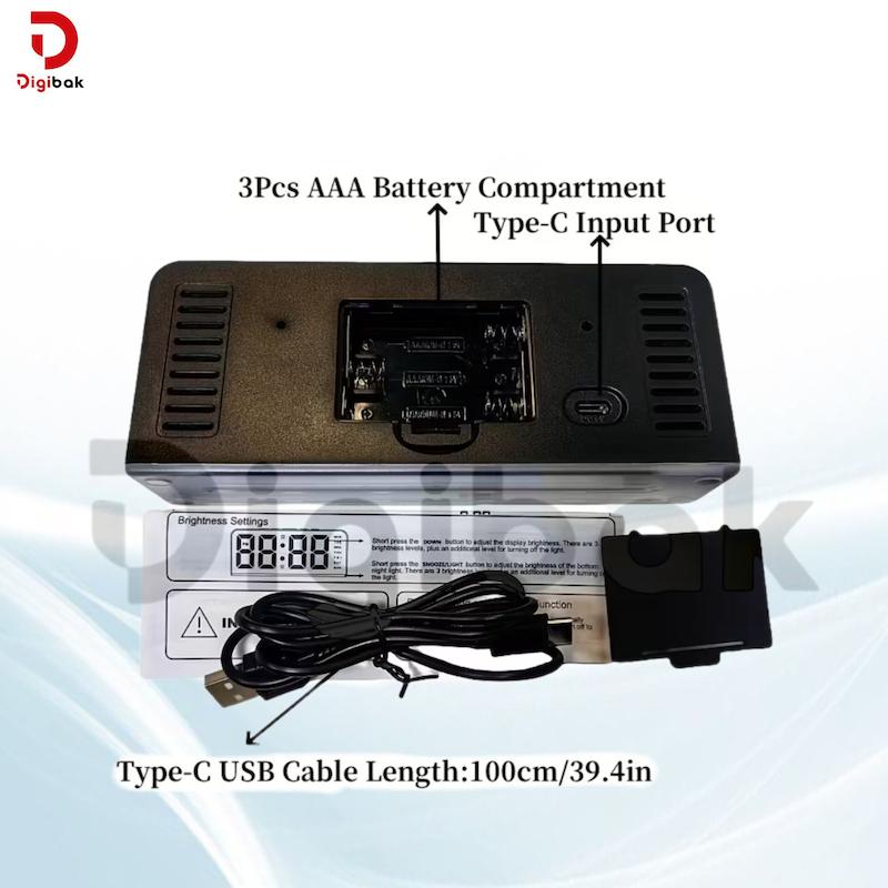 ساعت رومیزی دیجیتال مدل GH-9001 با نور Mood، دو آلارم، نمایش دما و تاریخ