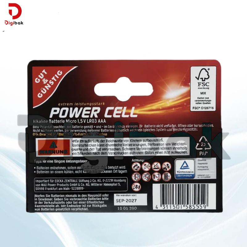 :باطری نیم قلمی آلکالاین ۱۰ عددی کارتی مارک Power Cell 