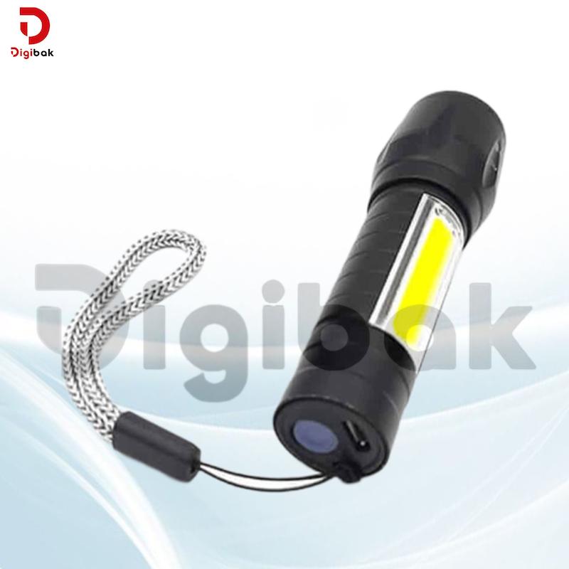 چراغ قوه جیبی زوم‌دار با چراغ بغل COB