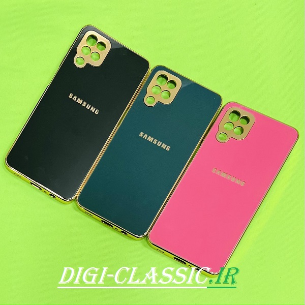 مشخصات و خرید قاب گوشی Galaxy A12 - Galaxy M12 سامسونگ ضد خش پشت گلس شیشه ای مای کیس گلد لاین دور طلایی محافظ لنز دار در رنگبندی متنوع از فروشگاه دیجی کلاسیک