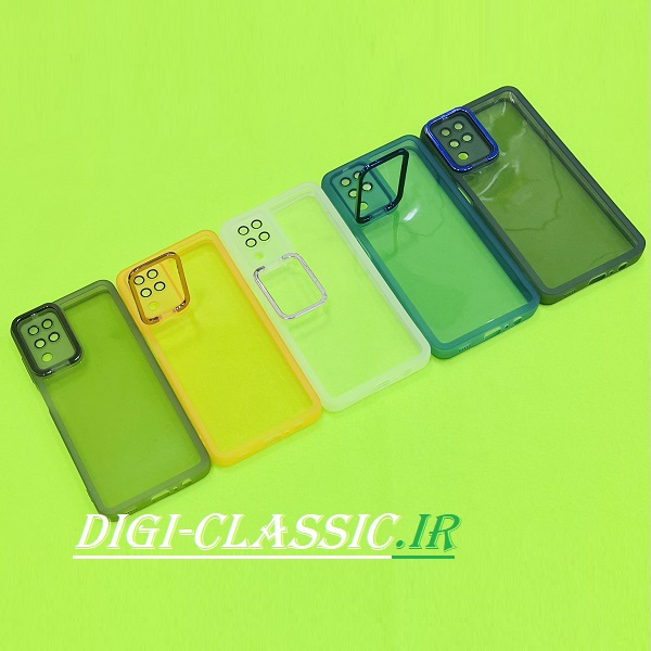 مشخصات و خرید قاب گوشی Galaxy A12 - Galaxy M12 سامسونگ اورجینال هولدر متال NEW SKIN ( new face ) طرح پشت شیشه ای شفاف دور سیلیکونی محافظ لنز دار در رنگبندی متنوع از فروشگاه دیجی کلاسیک
