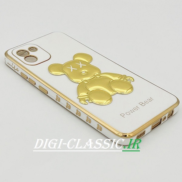 مشخصات و خرید قاب گوشی Galaxy A03 2022 سامسونگ طرح ژله ای مای کیس خرس طلایی تدی برجسته POWER BEAR محافظ لنز دار سفید از فروشگاه دیجی کلاسیک