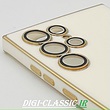 قاب گوشی Galaxy S22 Ultra سامسونگ طرح ژله ای مای کیس گلد لاین دور طلایی محافظ لنز شیشه ای رنگ سفید کد 11