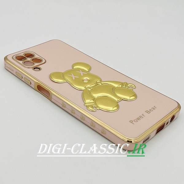 قاب گوشی Galaxy A12 - Galaxy M12 سامسونگ طرح ژله ای مای کیس خرس طلایی تدی برجسته POWER BEAR محافظ لنز دار کالباسی کد 18