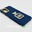 قاب گوشی Galaxy A12 - Galaxy M12 سامسونگ اورجینال لاکچری PRO CAMERA طرح سیلیکونی محافظ متال پاپ سوکت آینه ای نگین دار داخل مخمل محافظ لنز دار رنگ آبی تیره کد 35