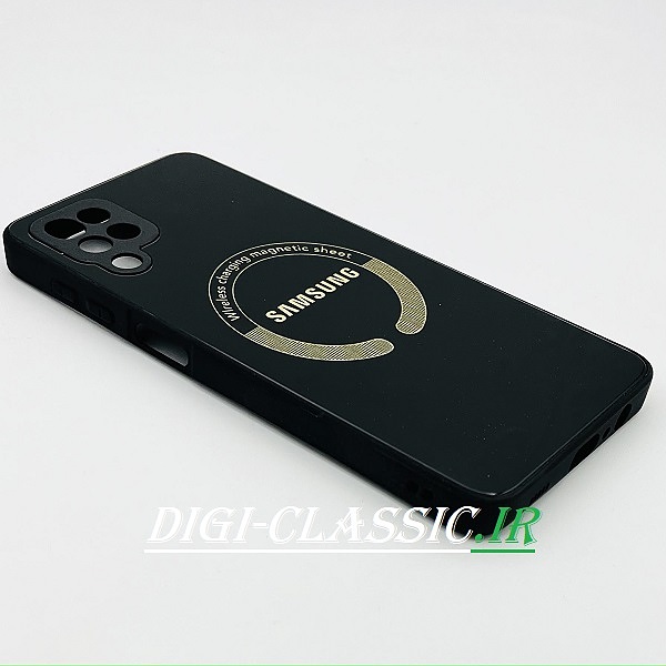 قاب گوشی Galaxy A12 - Galaxy M12سامسونگ مدل WIreless charging magnetic sheet ضد خش پشت گلس شیشه ای شارژ وایرلس محافظ لنز دار مشکی کد 50