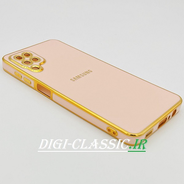 قاب گوشی Galaxy A12 - Galaxy M12 سامسونگ طرح ژله ای مای کیس گلد لاین دور طلایی محافظ لنز دار رنگ کالباسی کد 52