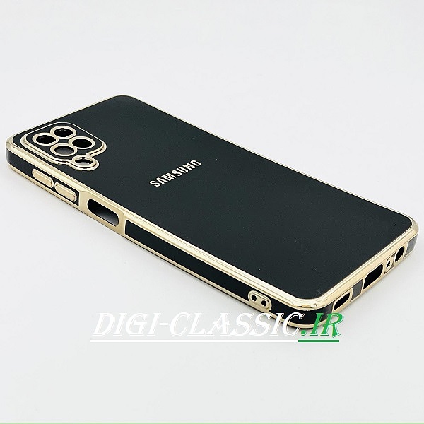 قاب گوشی Galaxy A12 - Galaxy M12 سامسونگ طرح ژله ای مای کیس گلد لاین دور طلایی محافظ لنز دار رنگ مشکی کد 53