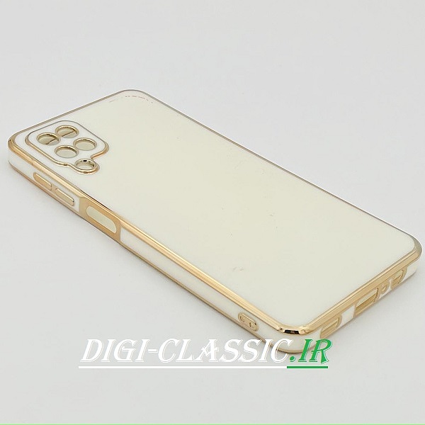 قاب گوشی Galaxy A12 - Galaxy M12 سامسونگ طرح ژله ای مای کیس گلد لاین دور طلایی محافظ لنز دار رنگ سفید کد 57