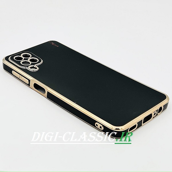 قاب گوشی Galaxy A12 - Galaxy M12 سامسونگ طرح ژله ای مای کیس گلد لاین دور طلایی محافظ لنز دار رنگ مشکی کد 58