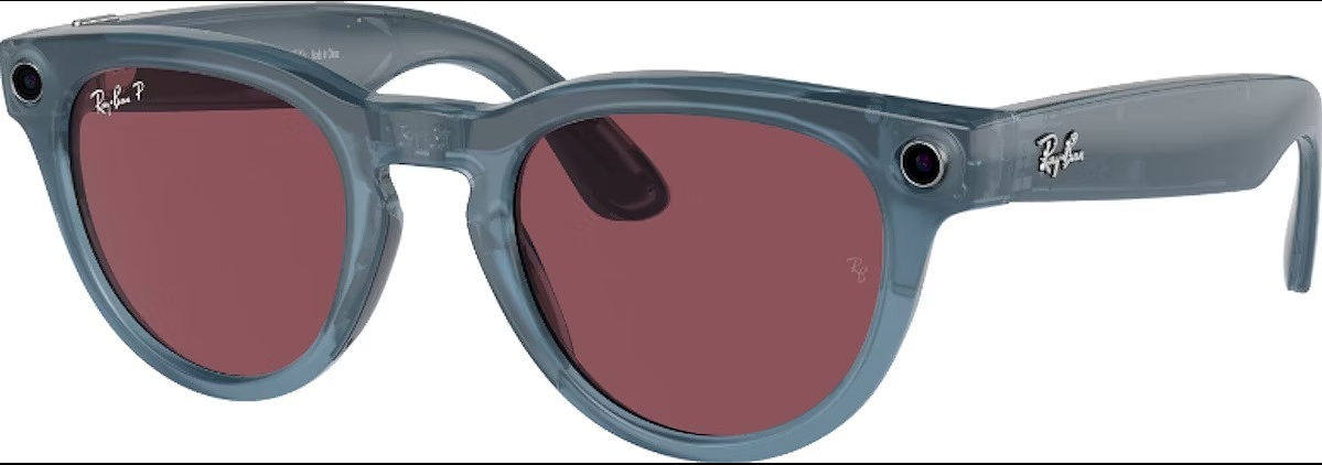 عینک هوشمند ری بن متا مدل RayBan Meta headliner shiny jeans polar dusty red