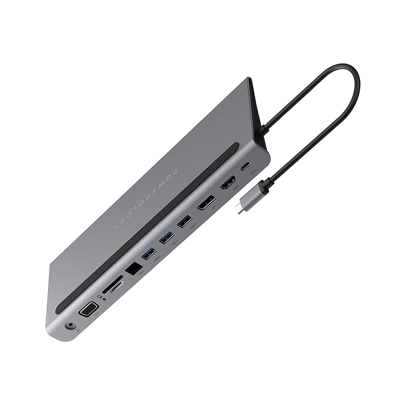 هاب 11 پورت و استند لپ تاپ POWEROLOGY مدل USB-C HUB P11CHBMCGY