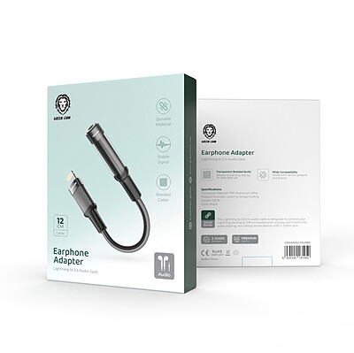 جک تبدیل 3.5ML به لایتنینگ GREEN LION مدل EARPHONE ADAPTER GNEARADLTAUX