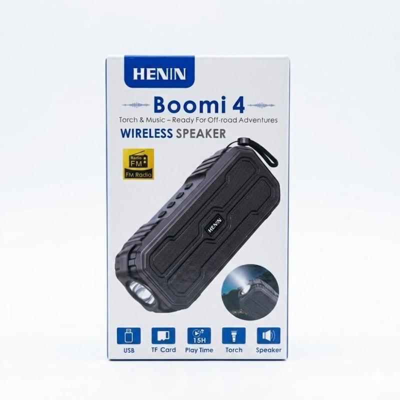 خرید اسپیکر بلوتوثی هنین مدل HENIN Boomi 4 با چراغ‌قوه و رادیو FM  H2: مشخصات و قیمت