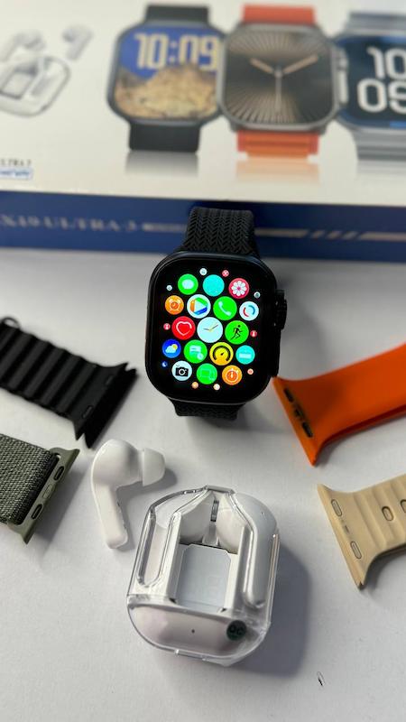 ساعت هوشمند WISME XS-X19 به‌همراه ایرپاد شیشه‌ای | خرید اسمارت واچ اقتصادی با 5 بند متنوع