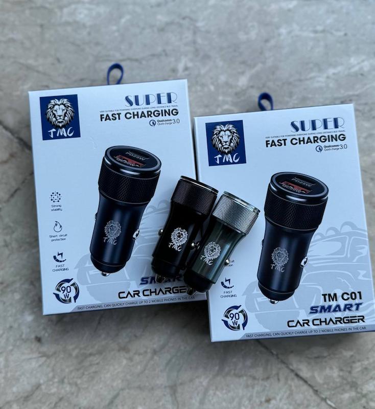 خرید شارژر فندکی خودرو TMC ۹۰ وات | شارژ سریع خودرو با دو پورت PD و USB