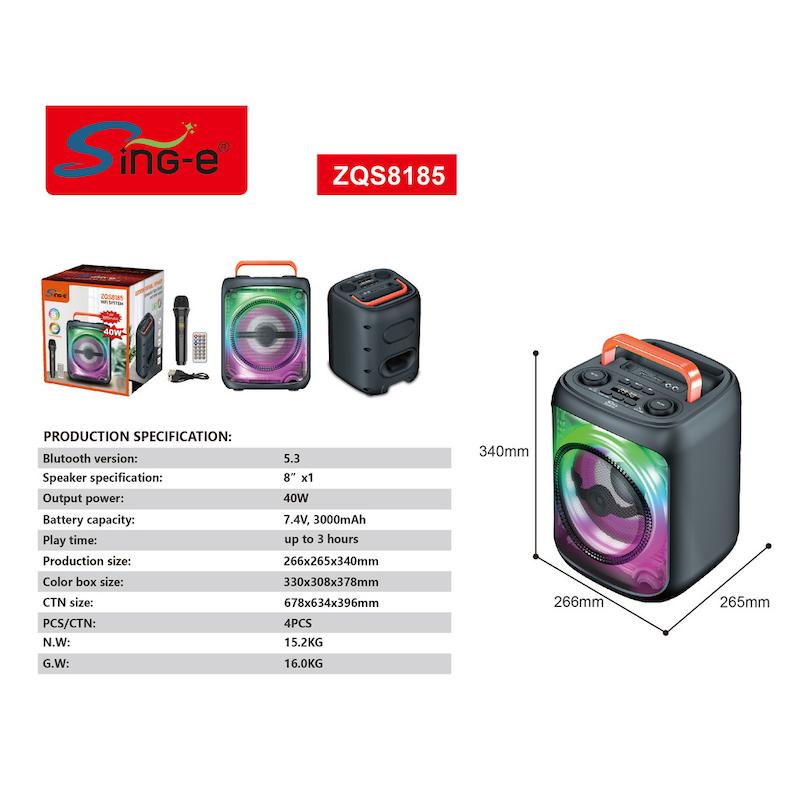 قیمت و مشخصات اسپیکر قابل حمل Sing-E ZQS-8185 همراه میکروفون بی‌سیم